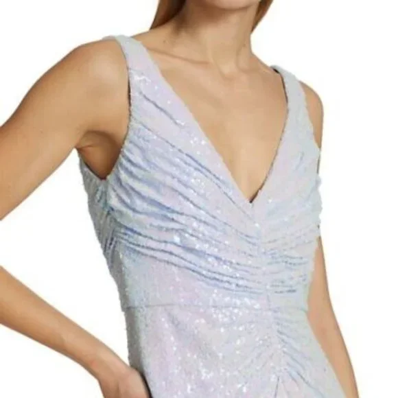 Badgley Mischka Sequined Ruched Gown Dress Color Blue Size 16